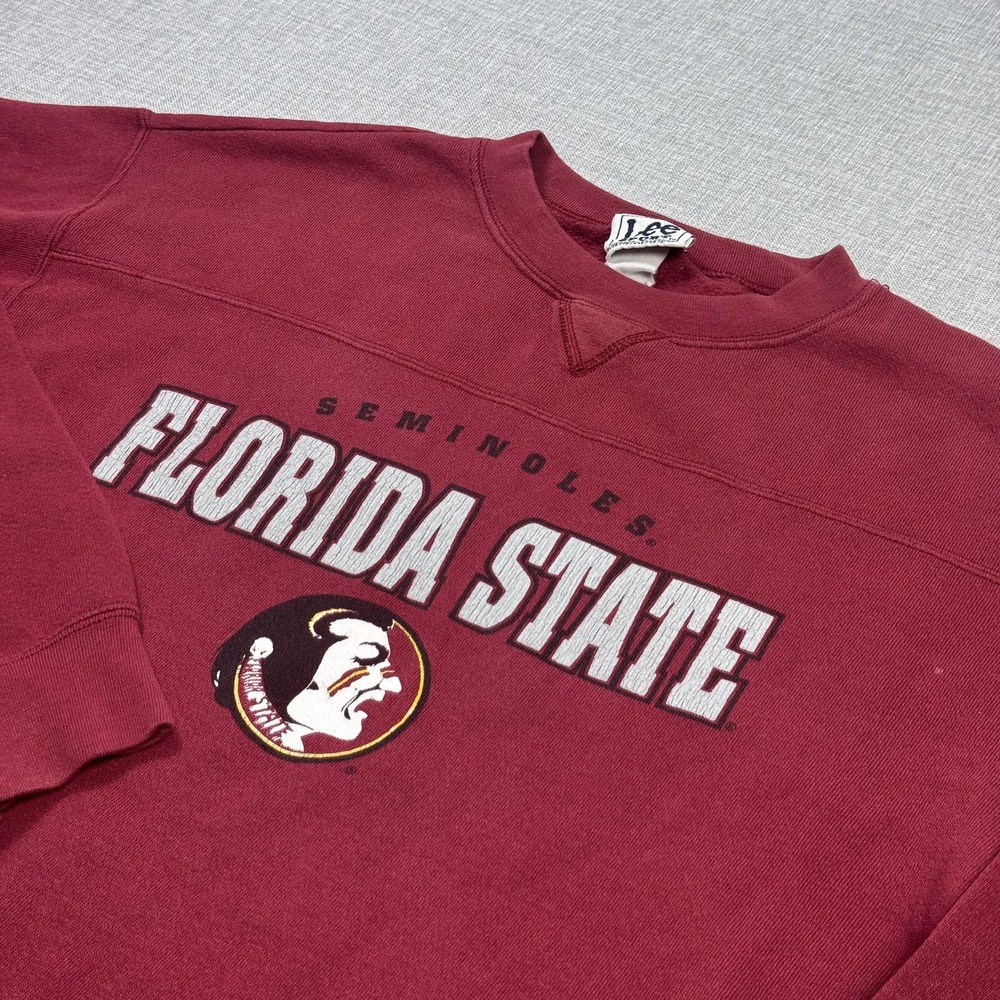 Lee Florida State Seminoles Sweatshirt Men Large Red NCAA Football Crewneck